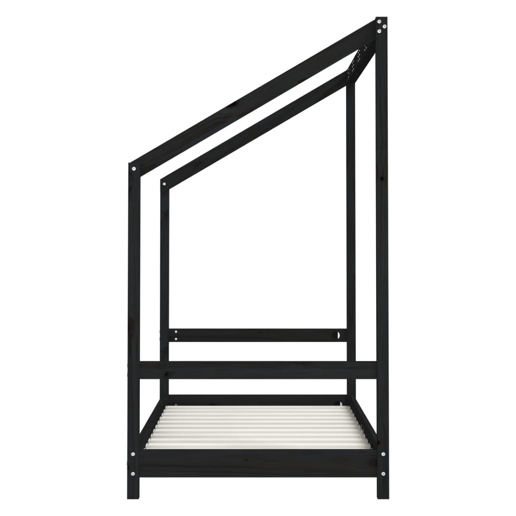 Kids Bed Frame Black 80x160 cm Solid Wood Pine