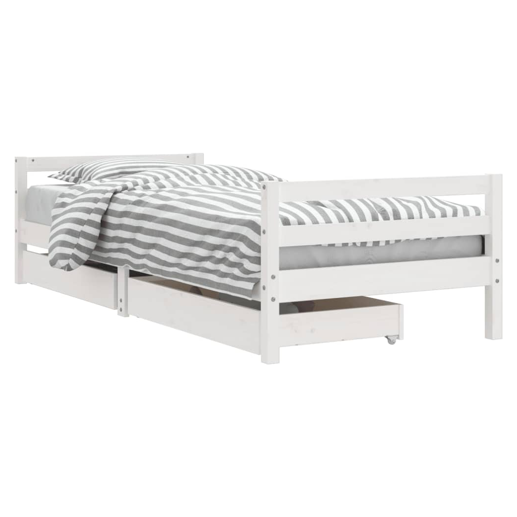 Kids Bed Frame with Drawers White 80x200 cm Solid Wood Pine