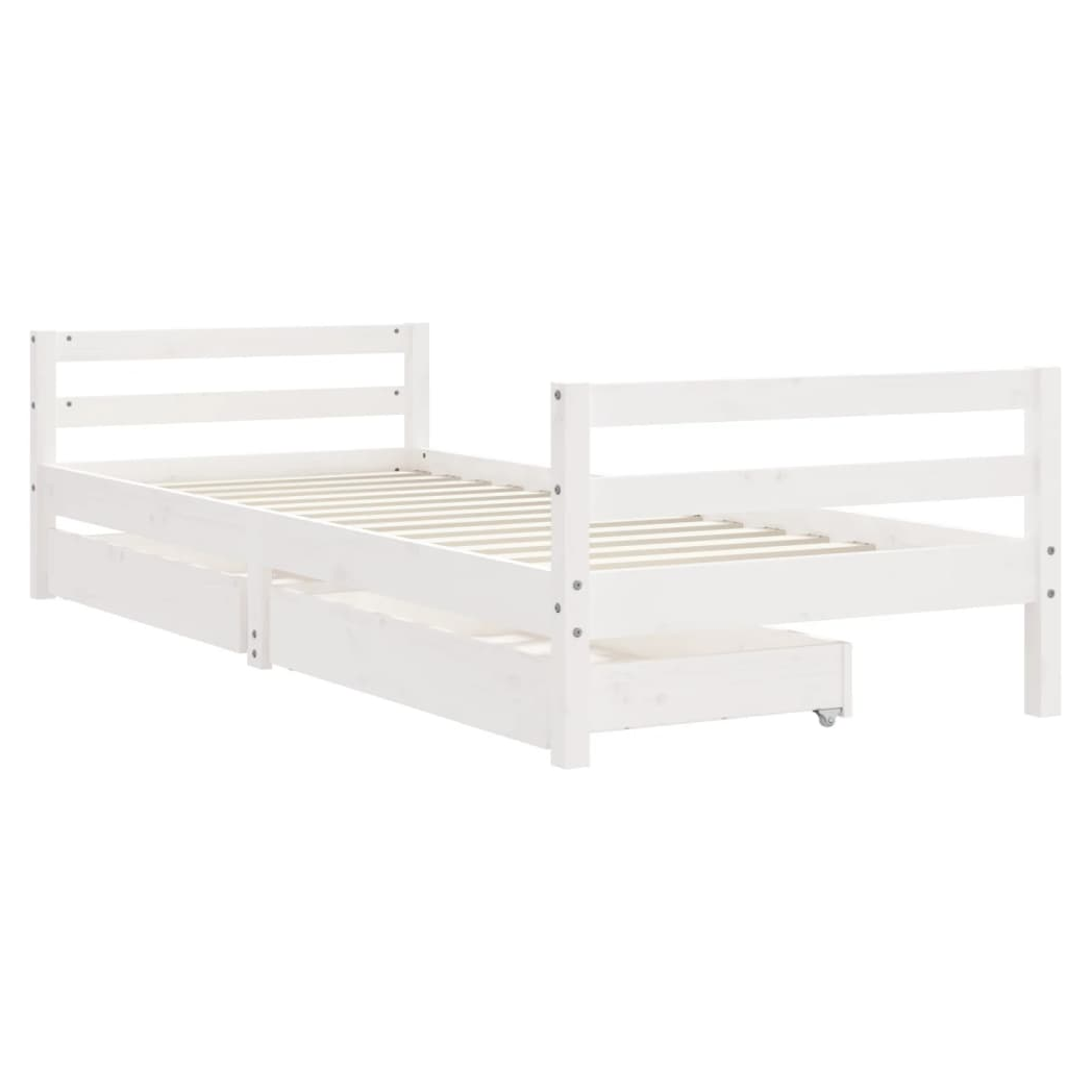 Kids Bed Frame with Drawers White 80x200 cm Solid Wood Pine