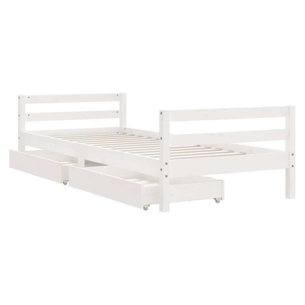 Kids Bed Frame with Drawers White 80x200 cm Solid Wood Pine