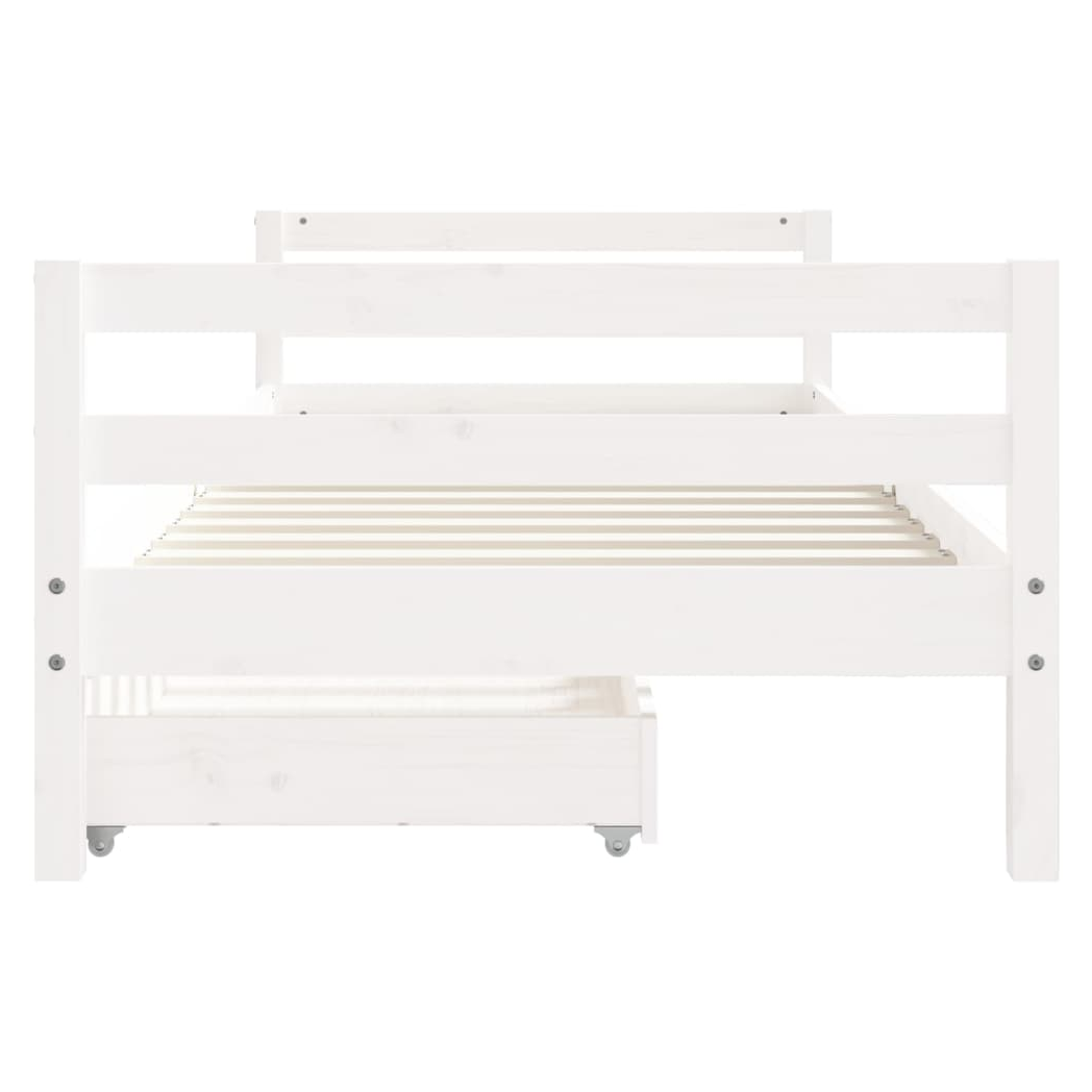 Kids Bed Frame with Drawers White 80x200 cm Solid Wood Pine