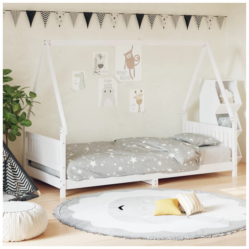 Kids Bed Frame White 90x190 cm Solid Wood Pine