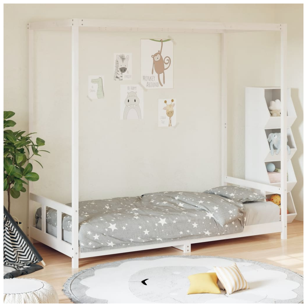 Kids Bed Frame White 90x200 cm Solid Wood Pine