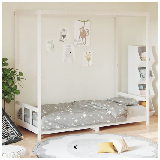Kids Bed Frame White 90x200 cm Solid Wood Pine