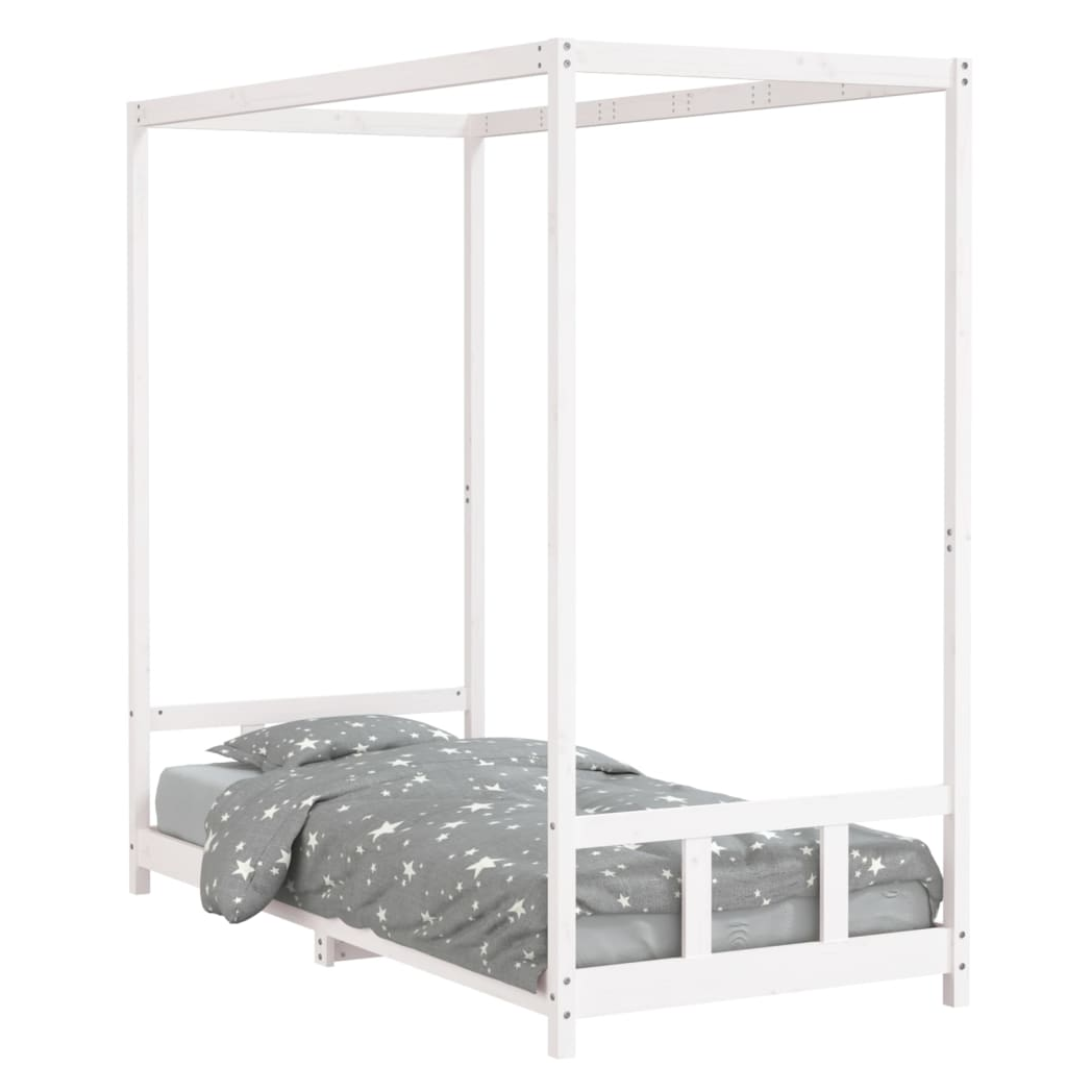 Kids Bed Frame White 90x200 cm Solid Wood Pine