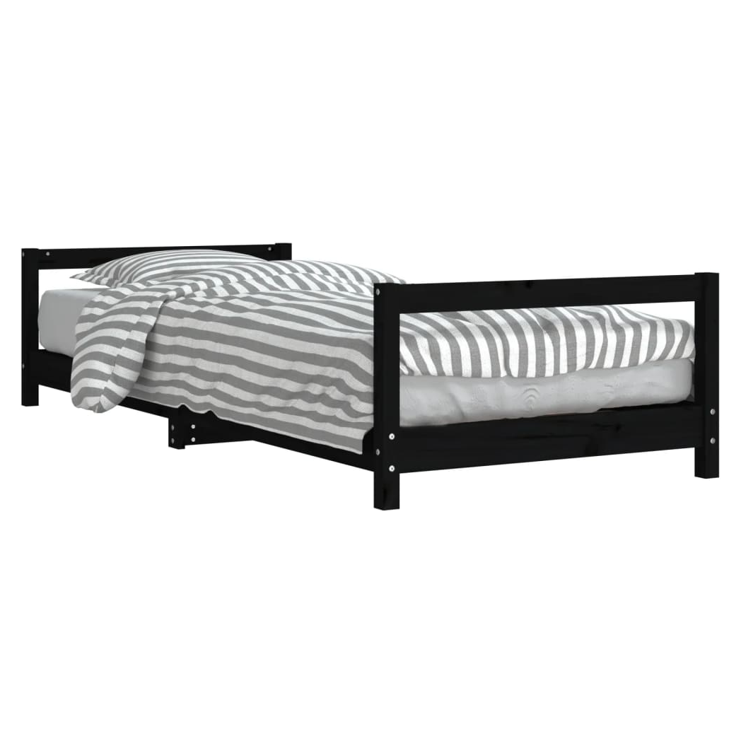 Kids Bed Frame Black 80x200 cm Solid Wood Pine