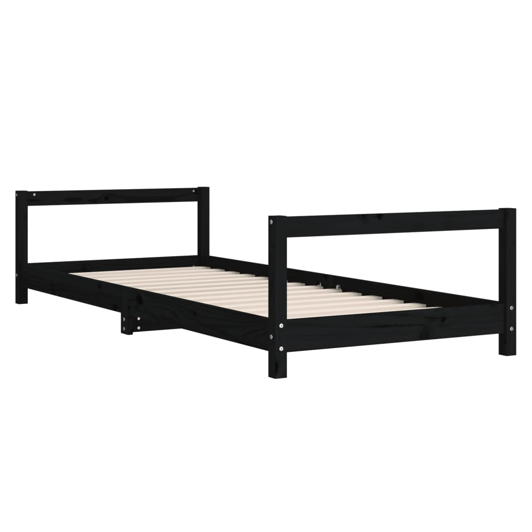 Kids Bed Frame Black 80x200 cm Solid Wood Pine