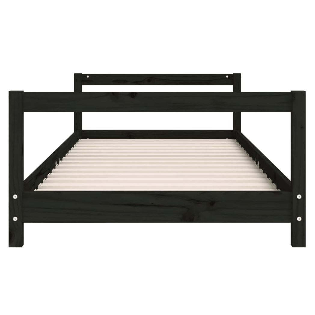 Kids Bed Frame Black 80x200 cm Solid Wood Pine
