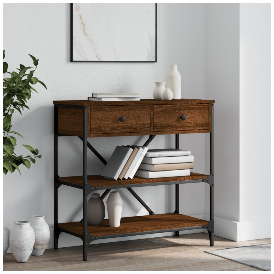 Console Table Brown Oak 75x34.5x75 cm Engineered Wood