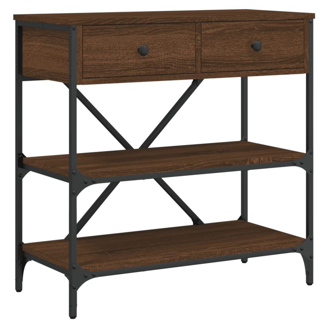 Console Table Brown Oak 75x34.5x75 cm Engineered Wood