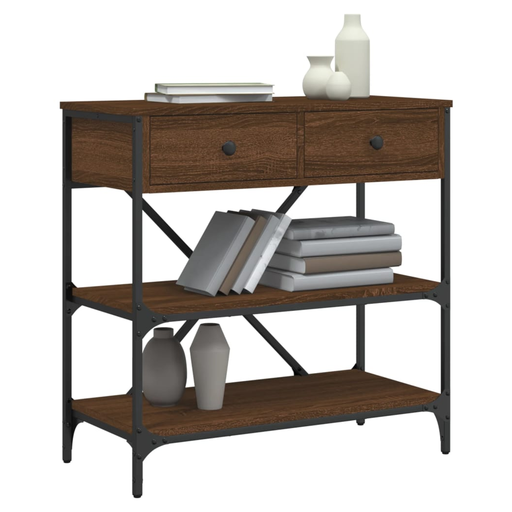 Console Table Brown Oak 75x34.5x75 cm Engineered Wood