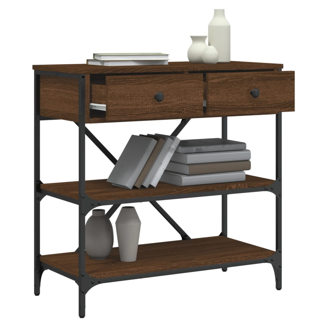 Console Table Brown Oak 75x34.5x75 cm Engineered Wood