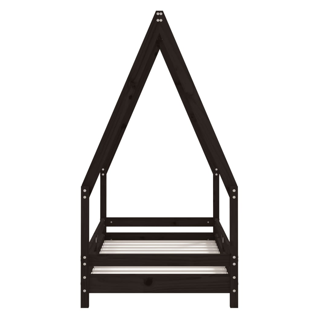 Kids Bed Frame Black 70x140 cm Solid Wood Pine
