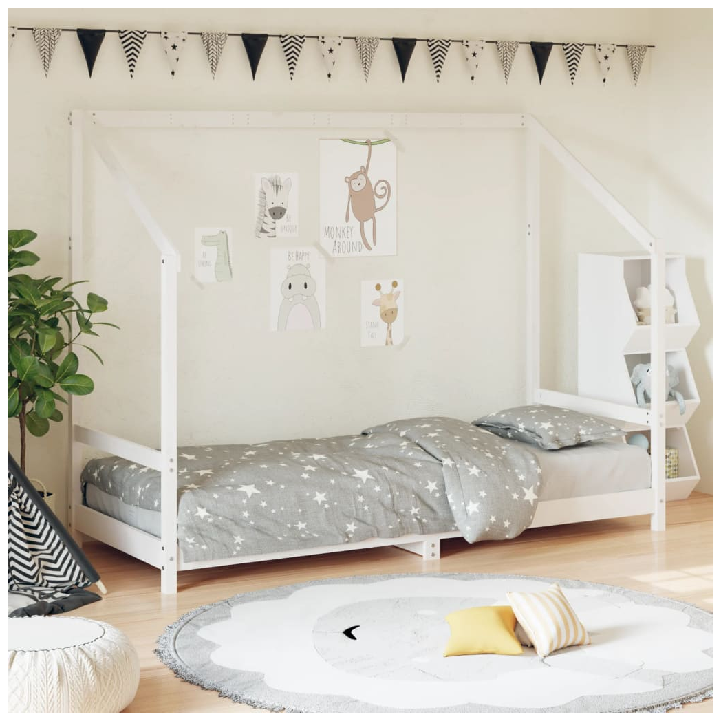 Kids Bed Frame White 80x200 cm Solid Wood Pine