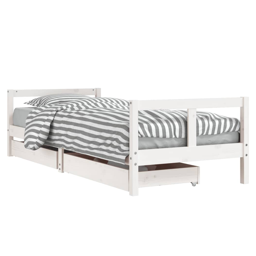 Kids Bed Frame with Drawers White 80x200 cm Solid Wood Pine