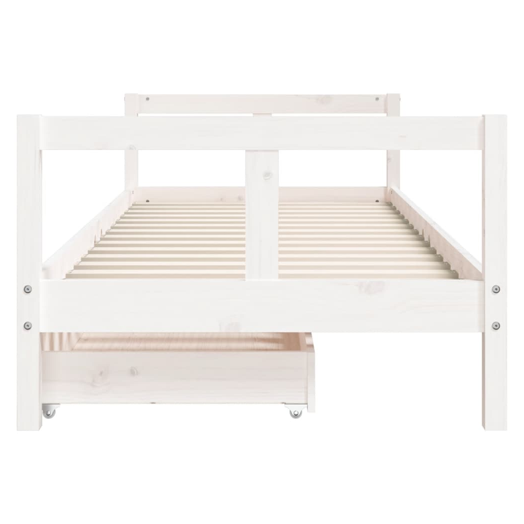 Kids Bed Frame with Drawers White 80x200 cm Solid Wood Pine