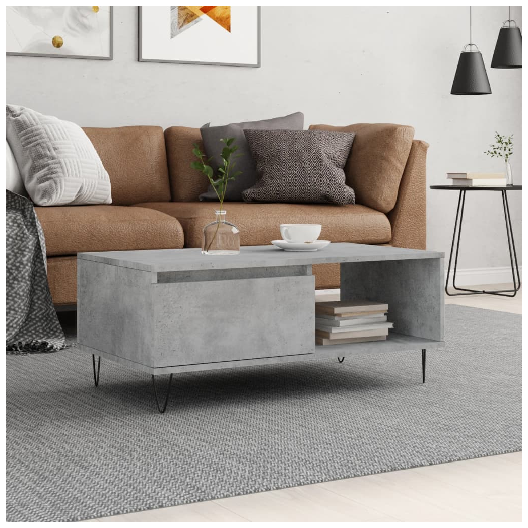 Coffee Table Concrete Grey 90x50x36.5 cm Engineered Wood