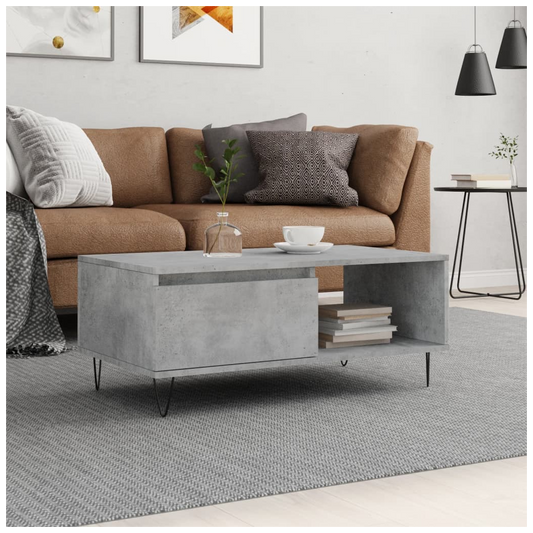 Coffee Table Concrete Grey 90x50x36.5 cm Engineered Wood