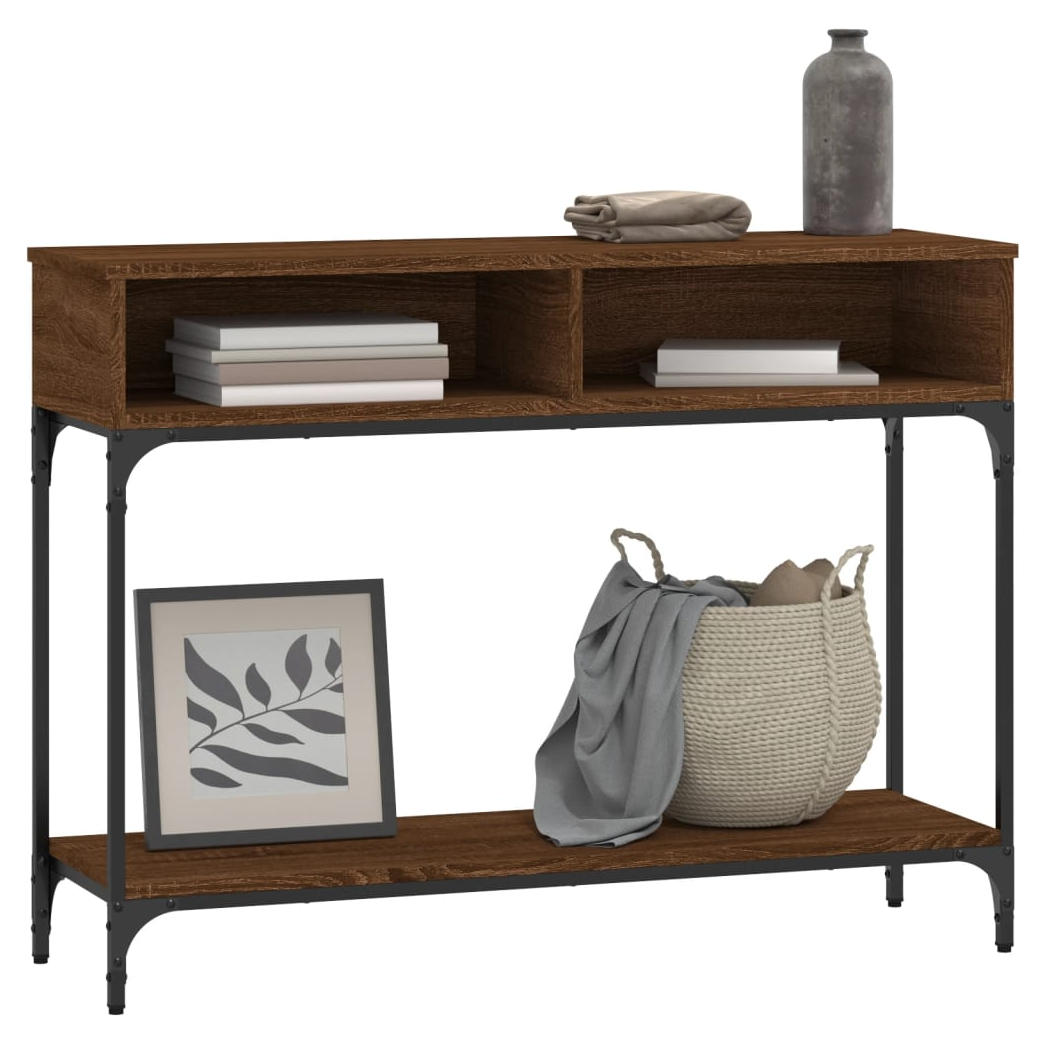 Console Table Brown Oak 100x30.5x75 cm Engineered Wood