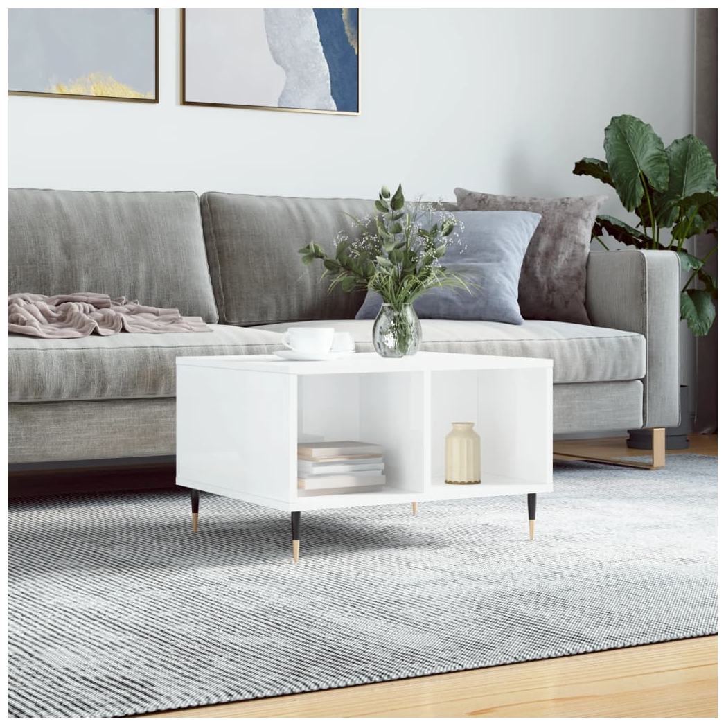 Coffee Table High Gloss White 60x50x36.5 cm Engineered Wood