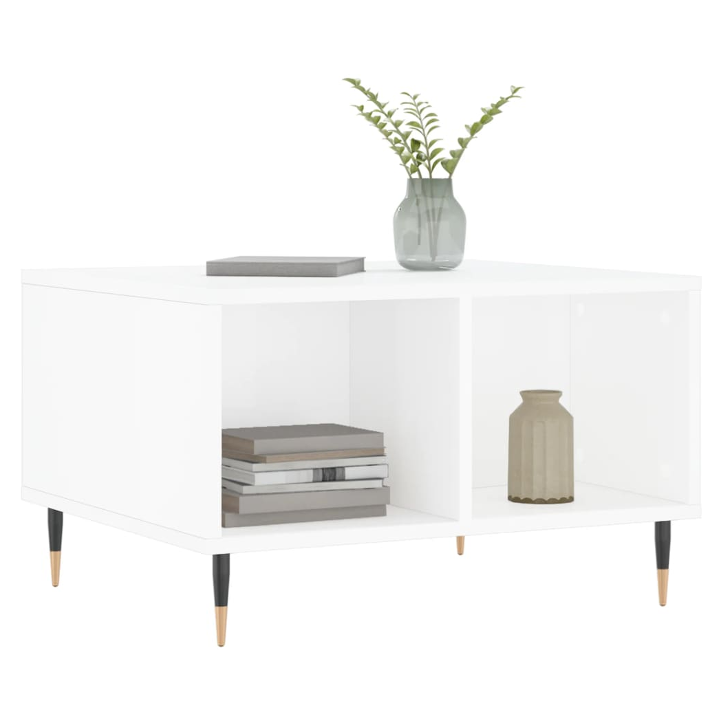 Coffee Table High Gloss White 60x50x36.5 cm Engineered Wood