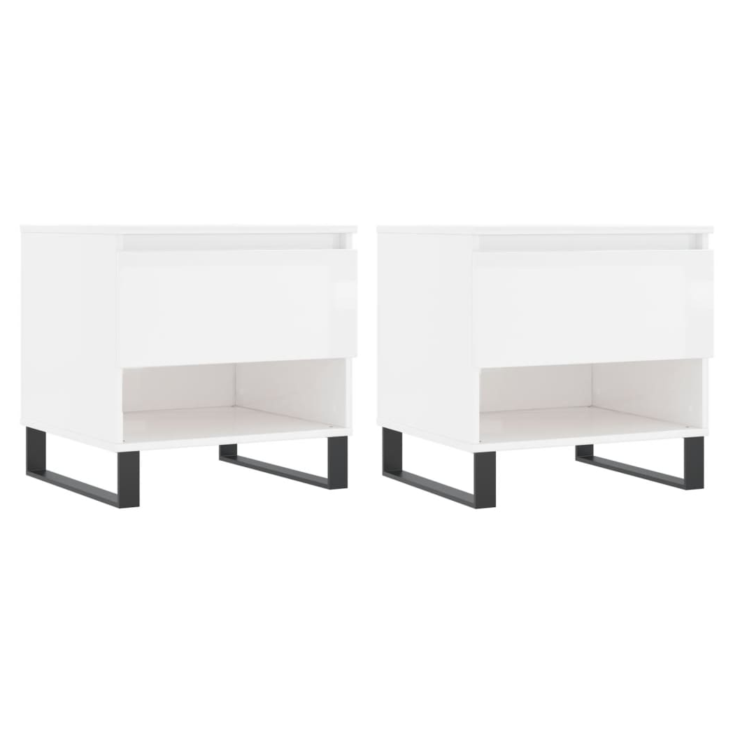 Coffee Tables 2 pcs High Gloss White 50x46x50 cm Engineered Wood