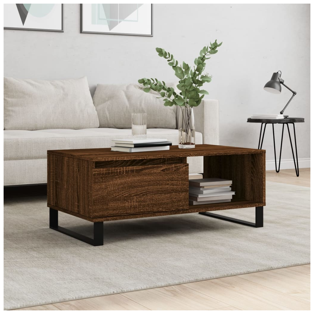 Coffee Table Brown Oak 90x50x36.5 cm Engineered Wood