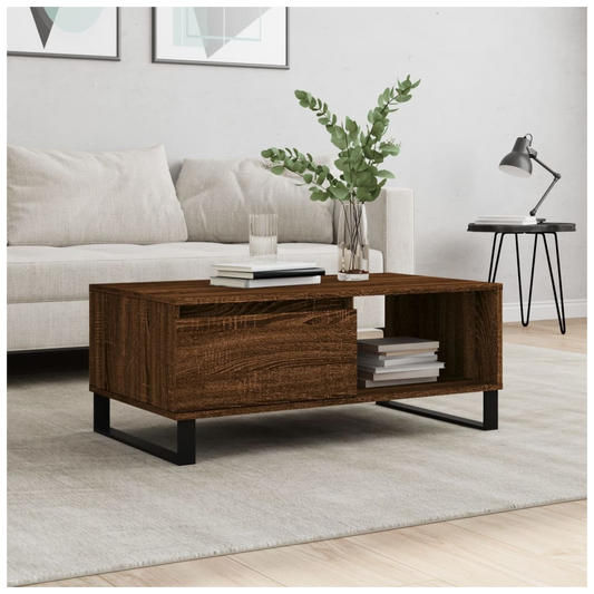 Coffee Table Brown Oak 90x50x36.5 cm Engineered Wood