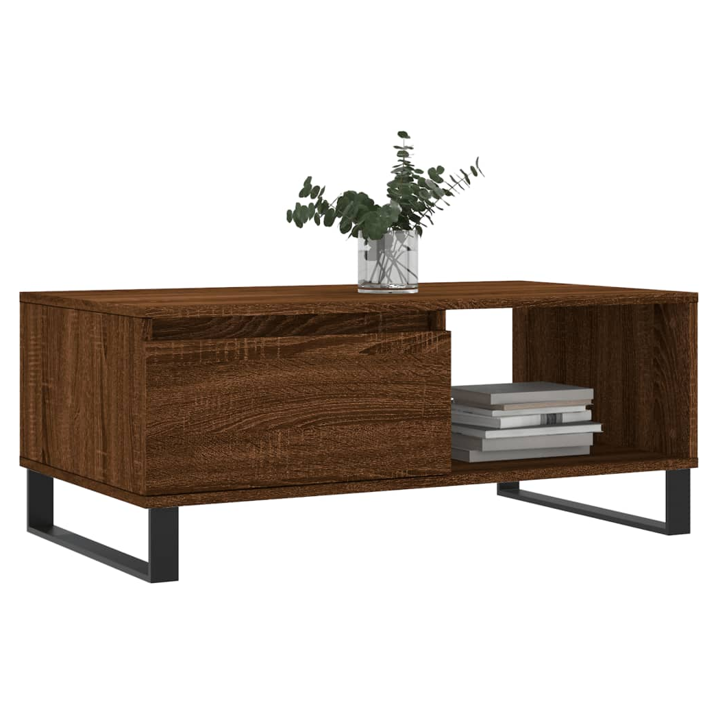 Coffee Table Brown Oak 90x50x36.5 cm Engineered Wood