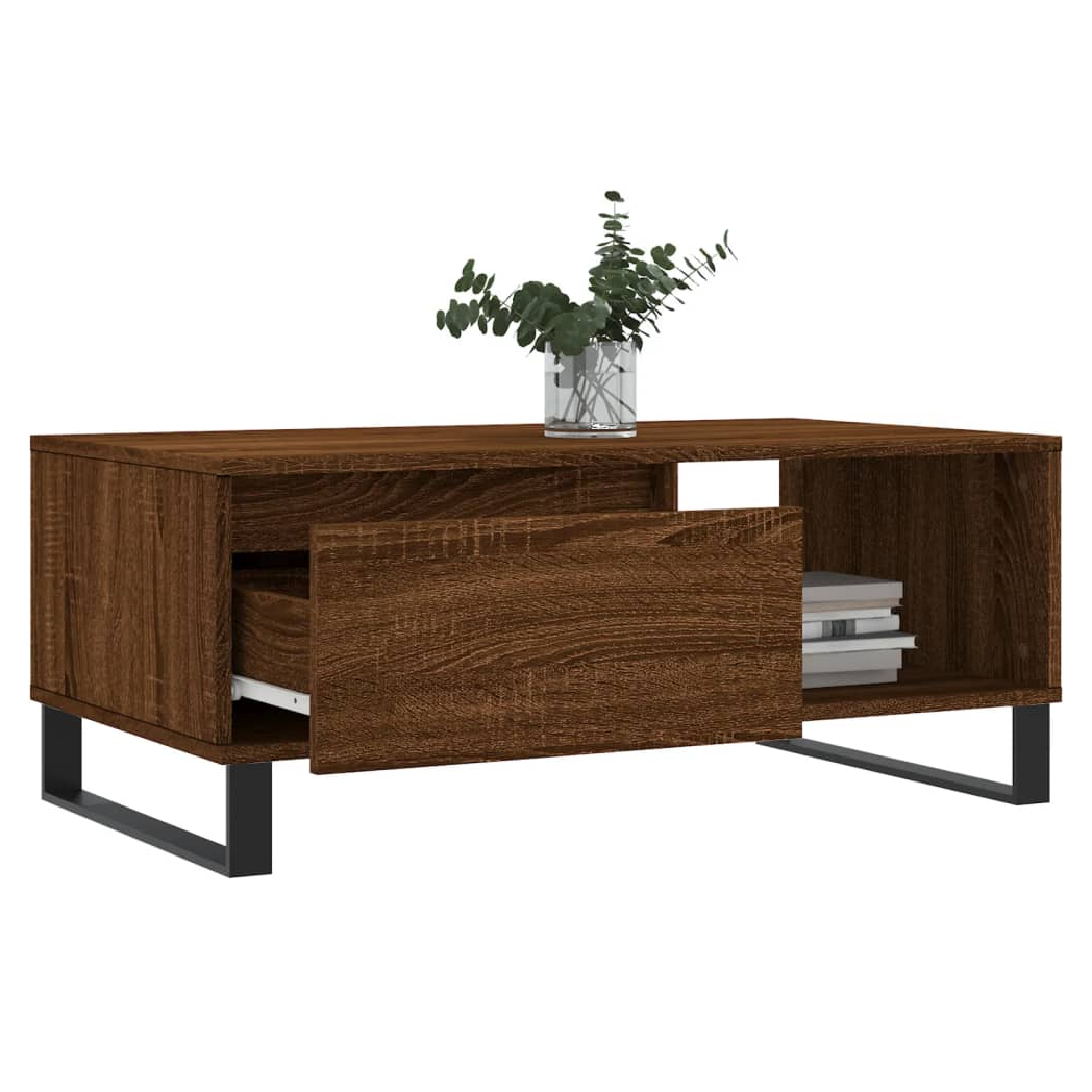 Coffee Table Brown Oak 90x50x36.5 cm Engineered Wood