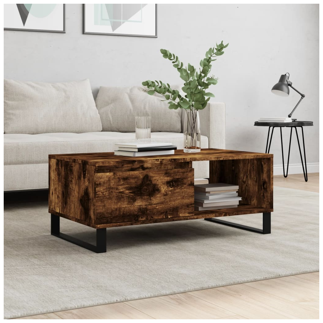 Coffee Table Smoked Oak 90x50x36.5 cm Engineered Wood