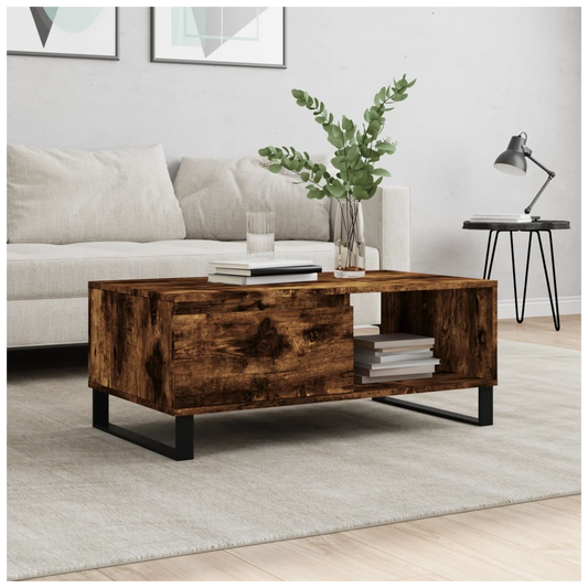 Coffee Table Smoked Oak 90x50x36.5 cm Engineered Wood