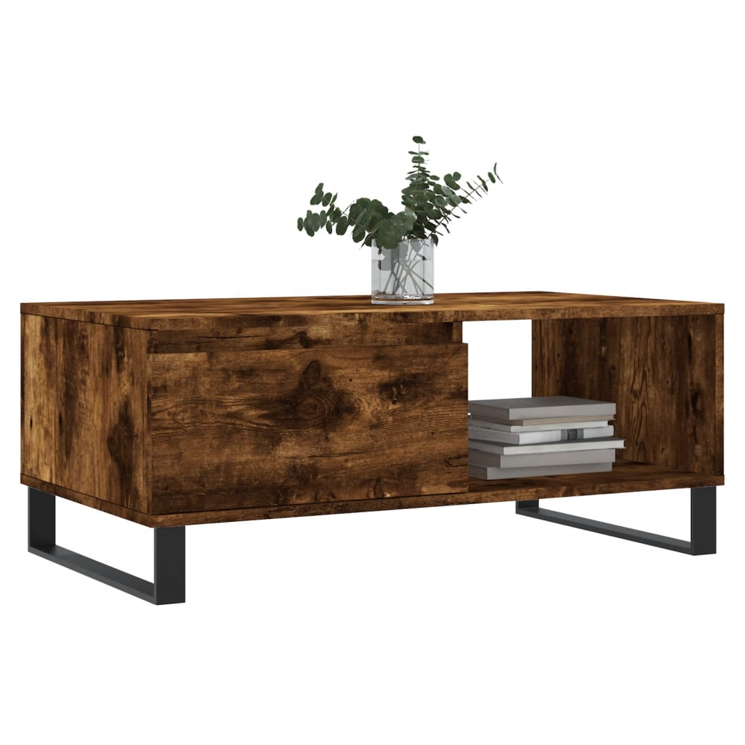 Coffee Table Smoked Oak 90x50x36.5 cm Engineered Wood