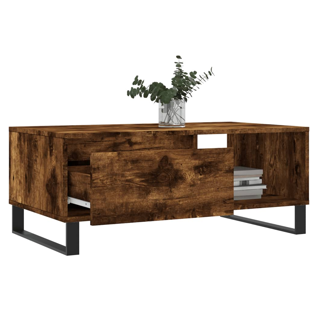 Coffee Table Smoked Oak 90x50x36.5 cm Engineered Wood