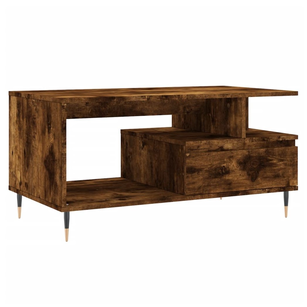 Coffee Table Smoked Oak 90x49x45 cm Engineered Wood