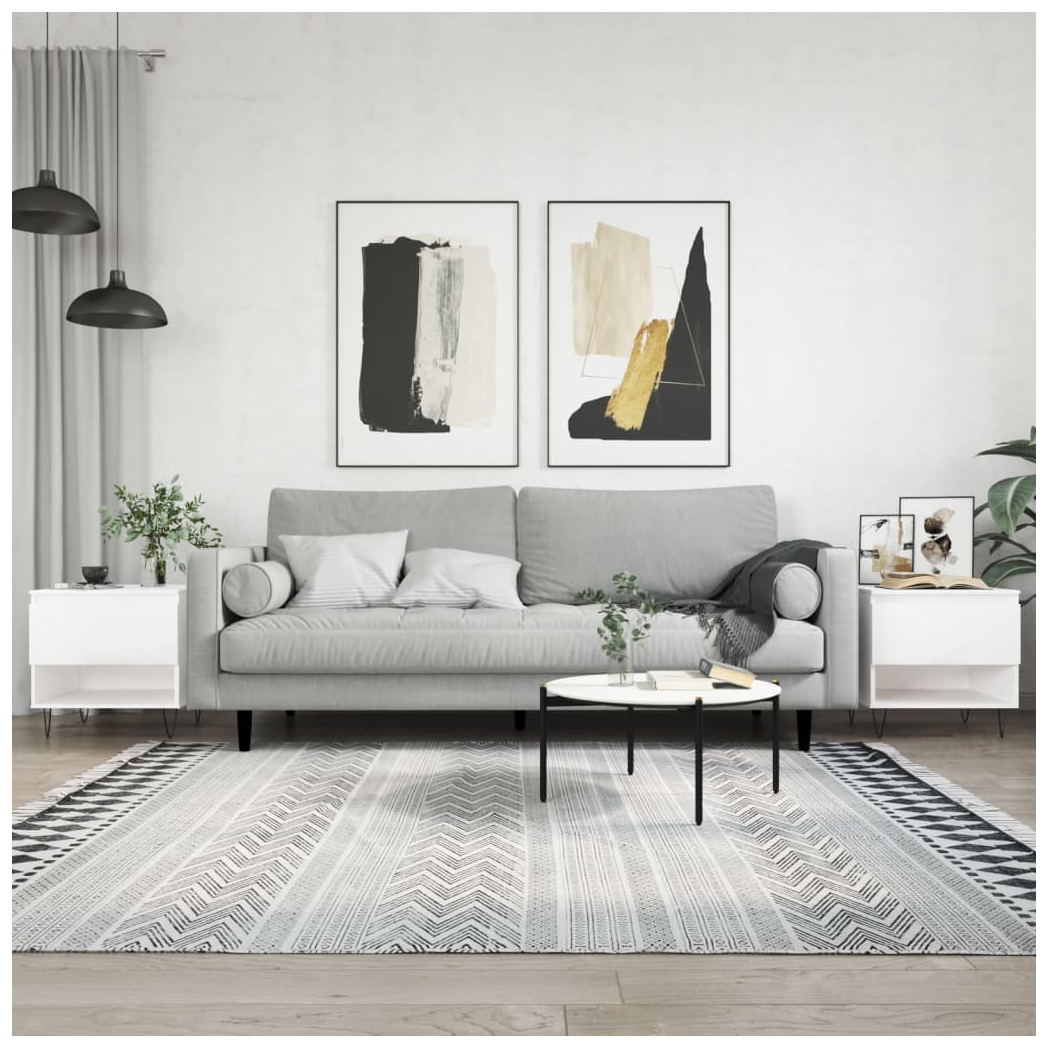 Coffee Tables 2 pcs High Gloss White 50x46x50 cm Engineered Wood