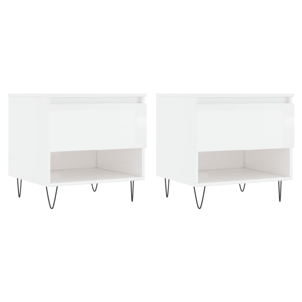 Coffee Tables 2 pcs High Gloss White 50x46x50 cm Engineered Wood