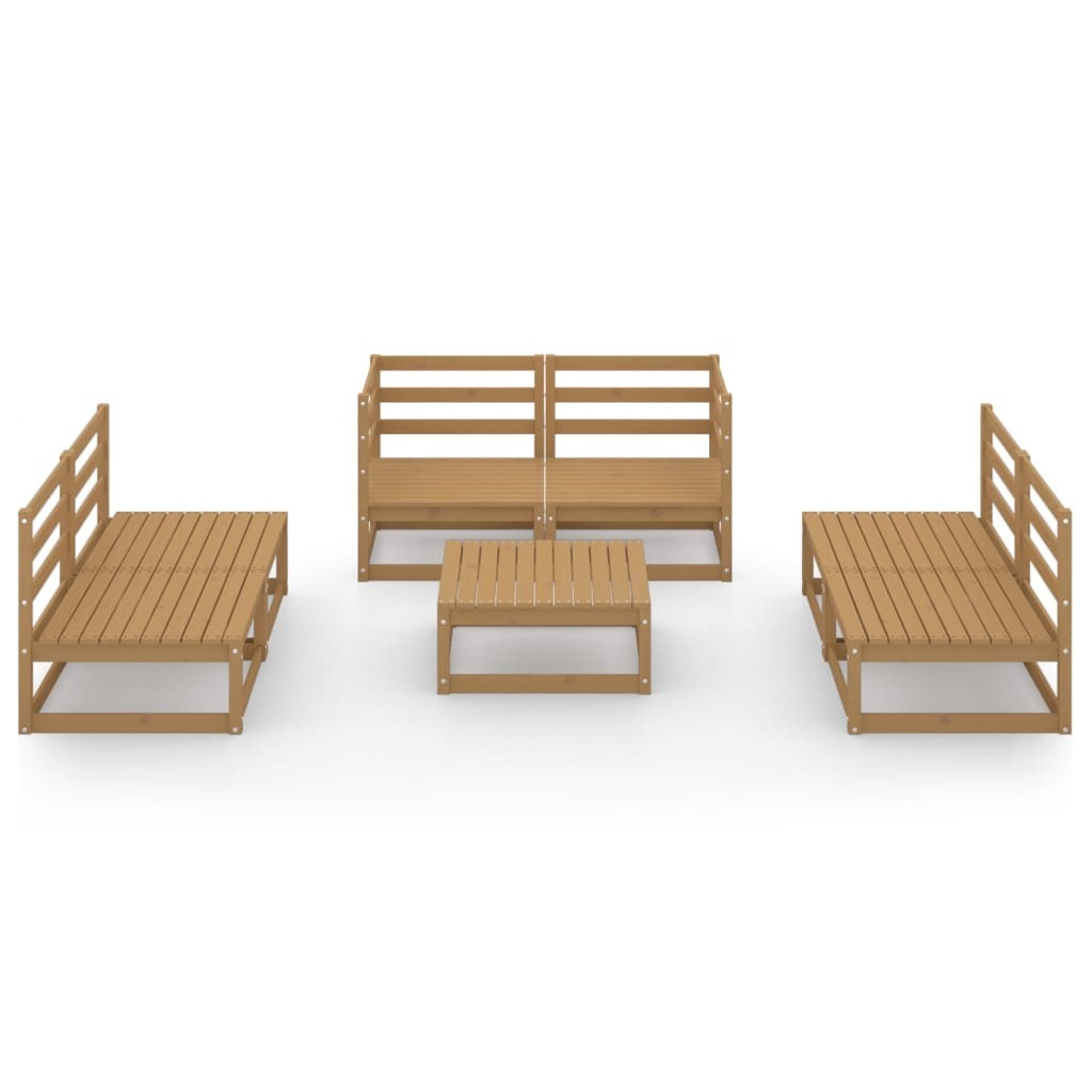7 Piece Garden Lounge Set Honey Brown Solid Pinewood
