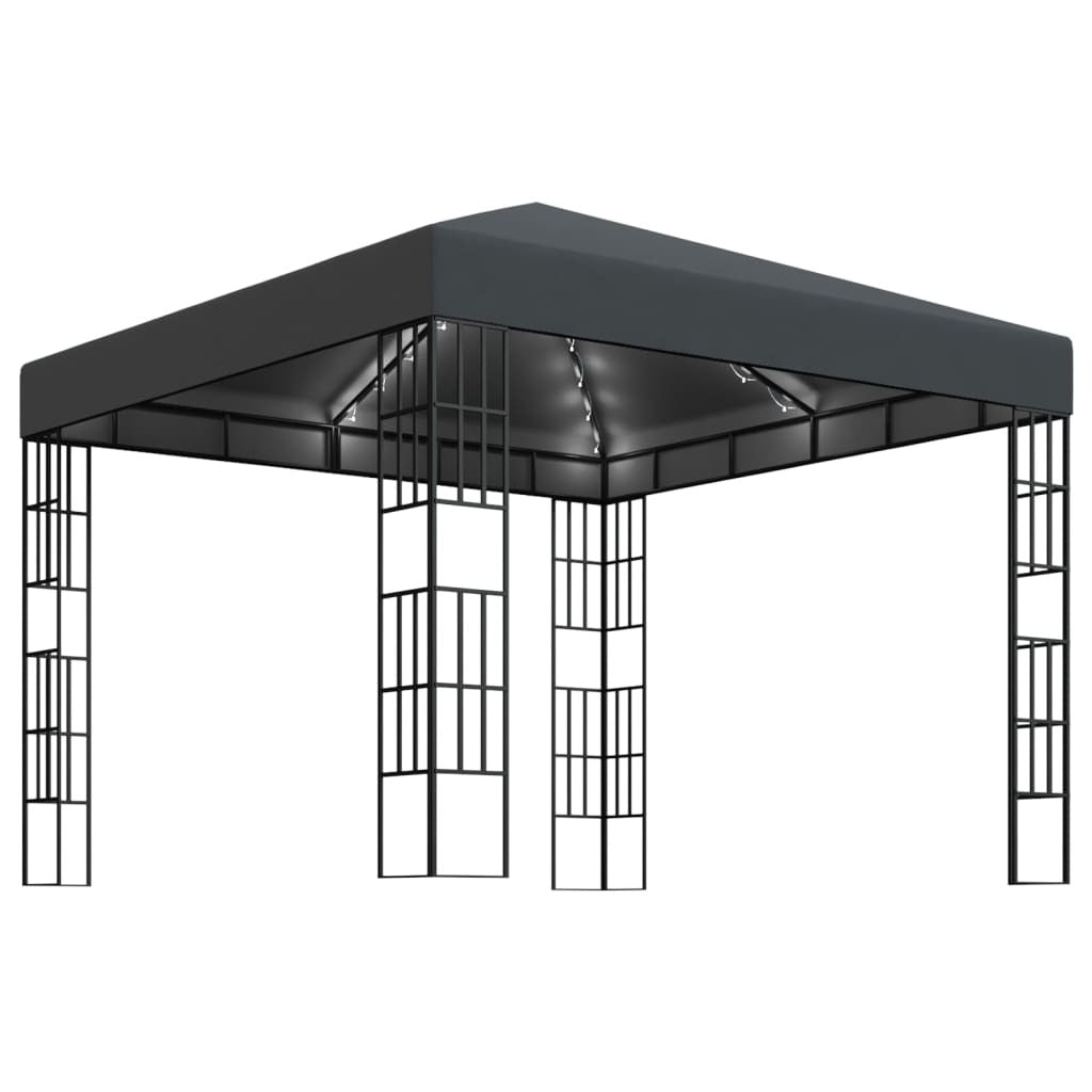 Gazebo with LED String Lights 3x3 m Anthracite