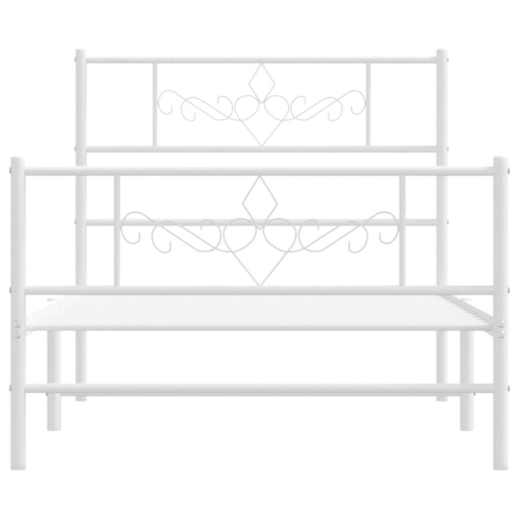 Metal Bed Frame with Headboard and Footboard White 90x200 cm