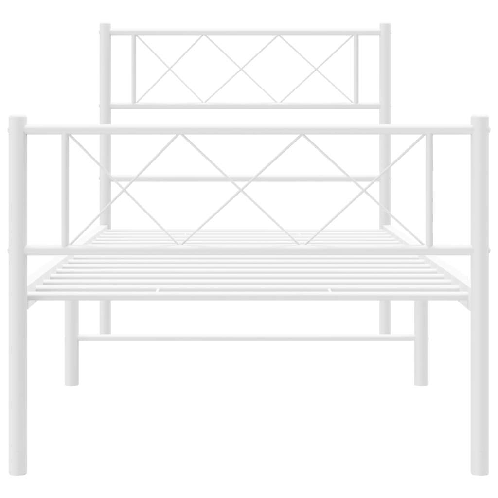 Metal Bed Frame with Headboard and Footboard White 90x200 cm
