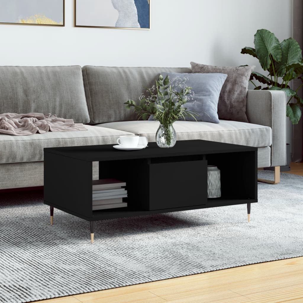 Coffee Table Black 90x50x36.5 cm Engineered Wood