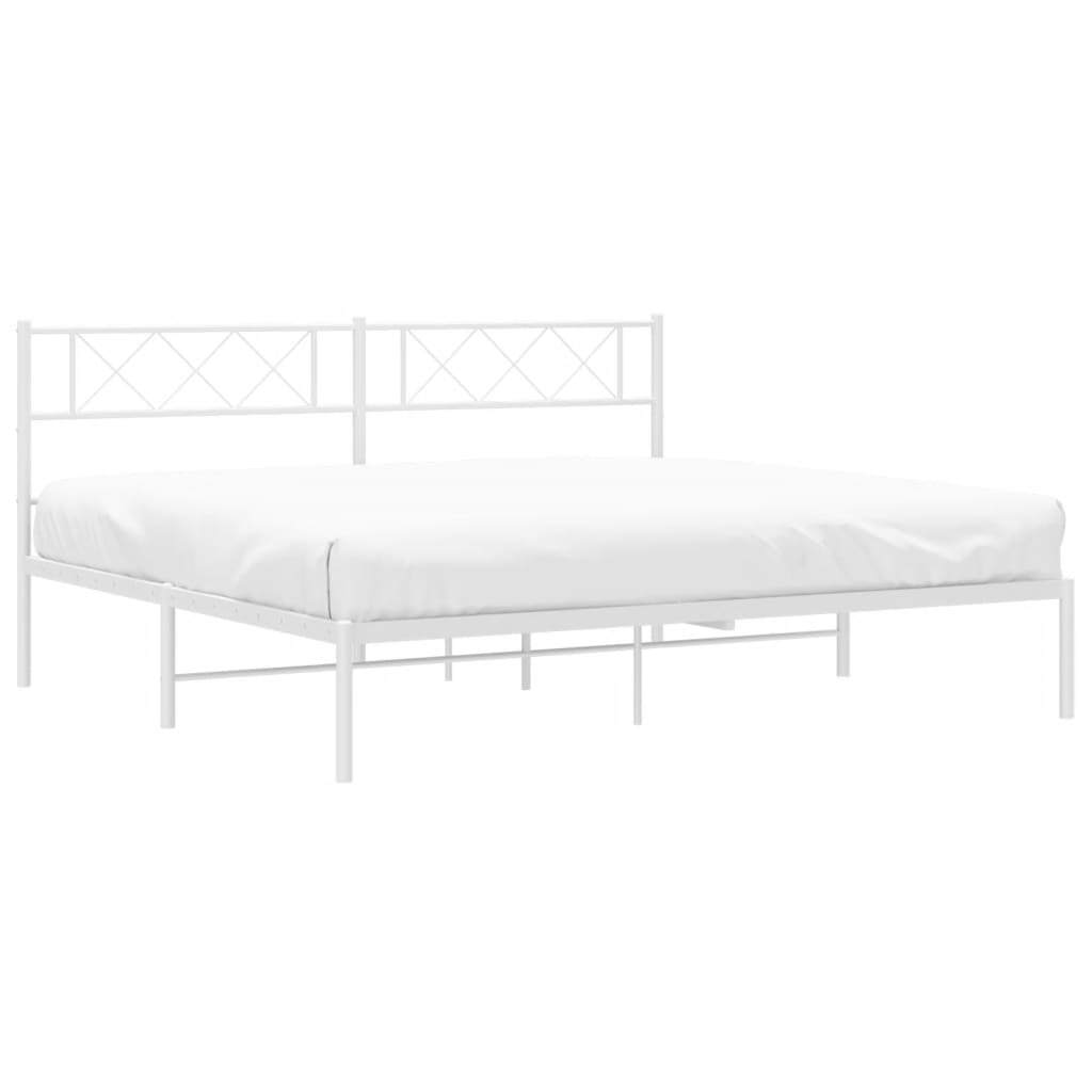 Metal Bed Frame with Headboard White 183x213 cm
