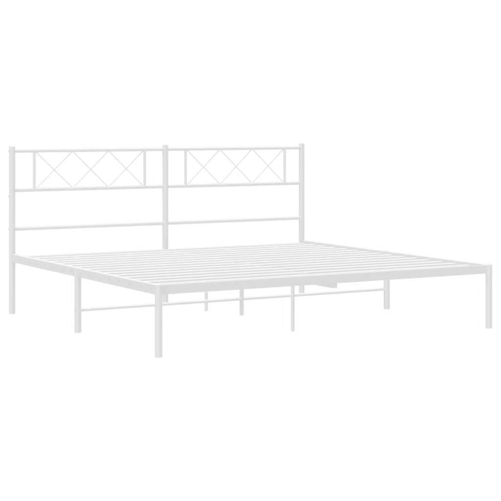 Metal Bed Frame with Headboard White 183x213 cm