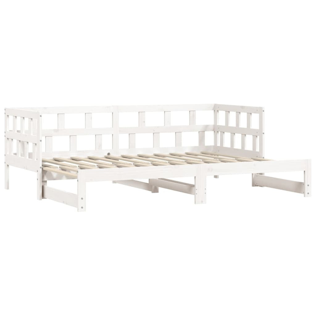 Daybed with Trundle White 90x190 cm Solid Wood Pine