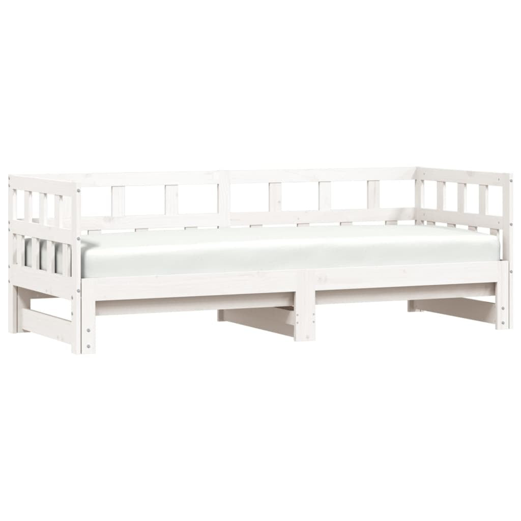 Daybed with Trundle White 90x190 cm Solid Wood Pine