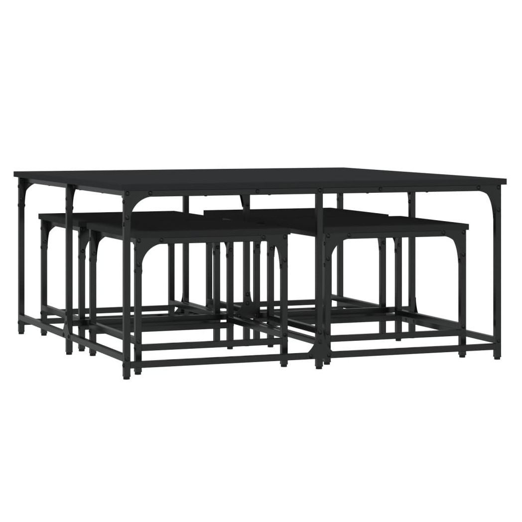 Nesting Coffee Tables 5 pcs Black Engineered Wood