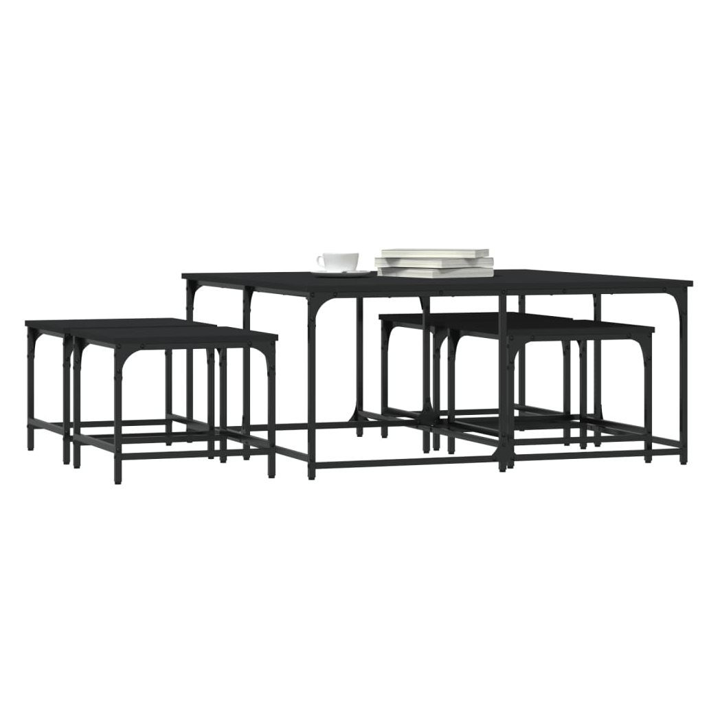 Nesting Coffee Tables 5 pcs Black Engineered Wood
