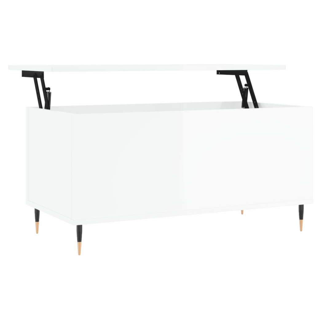Coffee Table High Gloss White 90x44.5x45 cm Engineered Wood