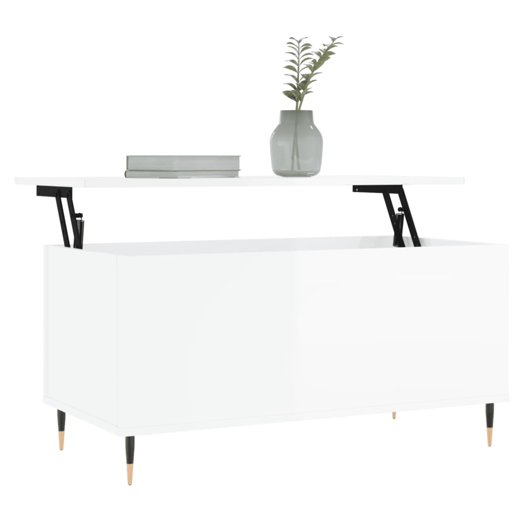 Coffee Table High Gloss White 90x44.5x45 cm Engineered Wood